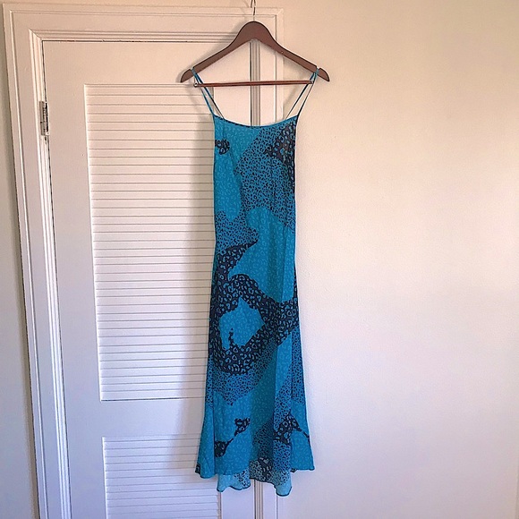 Rixo Sylvie Turquoise Blue Leopard Print Silk Midi Slip Dress Size XS NWT - Picture 10 of 14